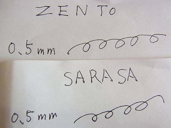 ZENTOとSARASAの筆記比較